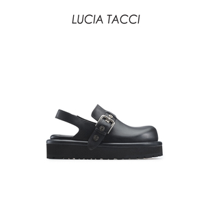 LUCIA TACCI原创设计师｜柔软小牛皮金属平跟厚底包头勃肯鞋履女