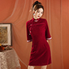 中式红色旗袍秋季高级感结婚礼服，改良年轻款，连衣裙敬酒服订婚回门