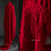 红色剪纸双层针织布弹力柔软创意，打底裙子外套毛衣服装设计师面料