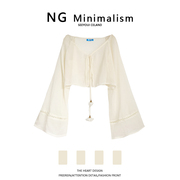 ngminimalism2022年春季女装，防晒开衫雪纺上衣，设计感小众衬衫潮