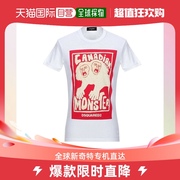 香港直邮DSQUARED2 女士 白色棉质圆领T恤 S72GD0146-S21600-100
