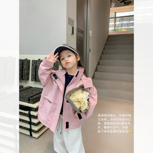 柒号童仓女童韩版洋气冲锋衣棉服，加厚外套冬装夹棉防风上衣潮