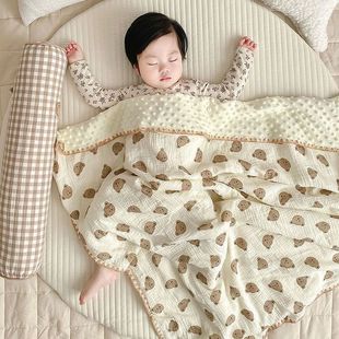 婴儿盖毯宝宝豆豆毯子儿童夏凉被绉布纯棉空调被子新生婴幼儿用品