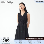 MindBridge 女士V领连衣裙夏季无袖气质中长显瘦a字裙