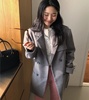 韩国东大门2024早春装女装，双排扣中长款外套毛呢大衣