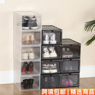 正开侧开磁吸鞋盒透明加厚收纳防尘展示柜鞋墙运动鞋收纳盒