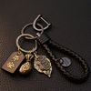 黄铜钥匙扣挂件貔貅葫芦汽车钥匙链男士腰挂高档皮绳创意个性礼物