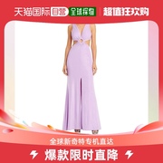 aqua女式褶饰镂空晚礼服，紫色美国奥莱直发