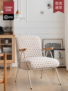 单人沙发椅设计师复古灯芯绒休闲椅子小户型客厅北欧中古铁艺沙发