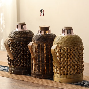 AD水壶竹编热水瓶家用传统复古保温壶暖壶茶室大容量开水瓶玻