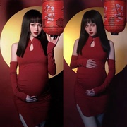 孕妇拍照服装2022影楼主题摄影服饰大肚孕妈写真中国风旗袍