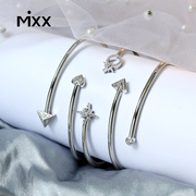 mixx925银原创设计个性时尚锆石，镶嵌百搭开口手镯女送女友礼物