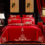 结婚用四件套婚房被套大红色，中式婚礼床单欧式婚庆床上用品1.8米