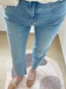 小直筒牛仔裤女浅蓝色小个子烟管裤韩版高腰显瘦八九分裤夏季薄款