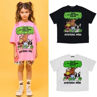 24日系潮牌儿童男女宝宝奶嘴猫狗图案涂鸦个性短袖T恤上衣