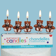 七夕情人节烘焙蛋糕，装饰卡通小熊可爱棕熊，生日蜡烛5只装儿童