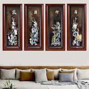 新中式玉雕装饰画客厅电视，沙发背景墙条屏浮雕画餐厅梅兰竹菊