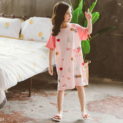 女童睡裙夏季短袖薄款公主连衣裙中大童睡衣小女孩可爱水果家居服