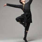 蒙古舞蹈演出服男装表演艺考服装定制大码简约黑色2023练功服
