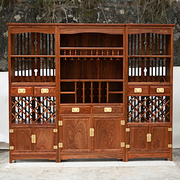 红木三组合酒柜花梨木刺猬紫檀中式全实木客厅靠墙落地展示储物柜