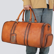 容量士行李袋男短途手提大包头层牛皮真皮纯色单根软把旅行袋