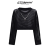 九州诚品/JZZDEMM镂空罩衫女链条装饰外搭上衣宽松短款针织套头衫