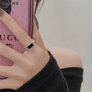 z小姐925纯银黑玛瑙链条，食指戒指女小众设计时尚个性2023年潮
