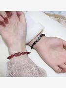 貔貅水晶手链情侣款一对男女小众设计送男朋友草莓晶编织红绳手链