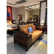 新中式乌金木纯实木沙发组合轻奢布艺现代简约真皮大户型客厅