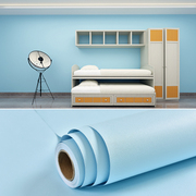 天蓝色墙纸自粘服装店装饰贴纸宿舍客厅改造简约风纯色壁纸防水Q