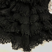 春夏褶皱蛋糕裙布料高档黑色蕾丝花蓬蓬网纱纱裙时装服装面料手工