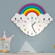 卡通挂钟创意儿童房可爱幼儿卧室，简约静音时钟彩虹趣味时尚艺术钟
