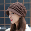女士秋冬季毛线帽子韩版时尚鸭舌帽单层针织帽大码大脸堆堆帽