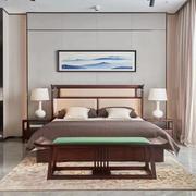 新中式实木床轻奢双人床皮靠背软包主卧1.8米大床现代简约乌金木