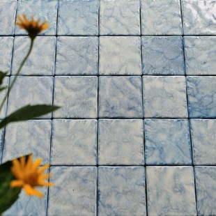蓝白手工窑变砖地中海风格，墙砖地砖小众风格民宿酒店餐饮瓷砖