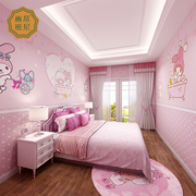儿童房墙纸女孩卧室壁纸，公主少女粉色墙布，背景墙定制壁画卡通壁布