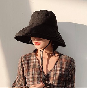 日本Rosex布帽棉麻渔夫帽子防晒防紫外线UV大檐盆帽百搭遮阳帽女