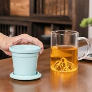 玻璃杯子陶瓷带盖耐热办公茶杯，内胆过滤泡茶杯家用大容量喝水