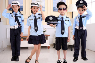 儿童警察服男女警察服幼儿园小学生公安军装演出服男女警官服装