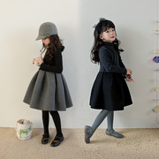 韩国女童连衣裙秋冬装2023洋气韩版儿童装小女孩公主裙子加厚