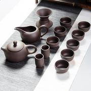 宜兴紫砂功夫茶具套装14头茶道陶瓷泡，茶壶盖碗整套茶具