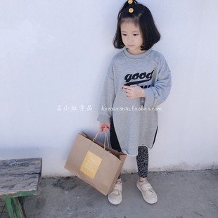22春秋韩国儿童宝宝洋气字母撞色卫衣裙豹纹打底裤两件套女童套装