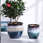 复古粗陶陶罐矮款特大号大型陶瓷装饰花器花盆可种树土培欧式园艺