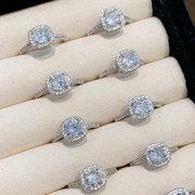 s925银小方糖戒指女轻奢高级感素，圈戒指女小众，设计尾戒水钻食指环