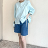 薇语大码女装半袖衬衫2023女夏款纯色高级感设计感小众上衣
