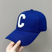 蓝色帽子女款2024时尚潮流太阳帽男士C硬顶棒球帽情侣鸭舌帽