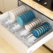 厨房橱柜置物架304不锈钢免安装碗架沥水架碗柜内拉篮碗碟收纳架