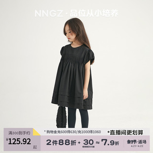 NNGZ设计师风女童黑色连衣裙春夏季洋气儿童公主裙童装生日礼服裙