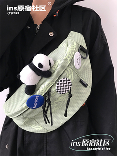 韩国ins工装风斜挎包男士胸包休闲运动潮酷骑行腰包女小众设计感
