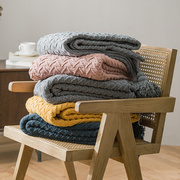 ins北欧风纯色针织毛巾被单人夏季流苏毯子冬季加厚办公室沙发毯